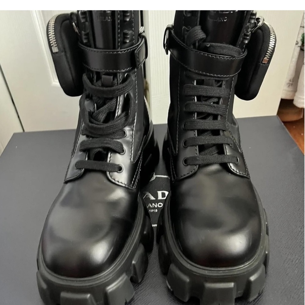 COPY - Men’s Prada Monolith Combat Boots Nylon Leather Chunky with Pouch can ne…